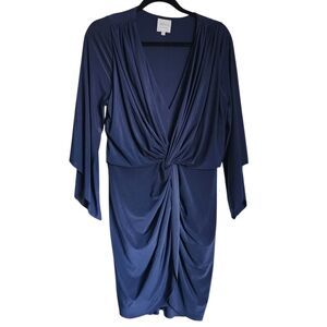 Misa Los Angeles Navy Blue Draped Dress